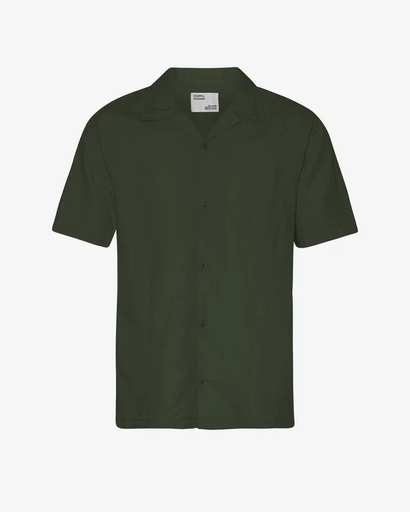 COLORFUL STANDARD skyrta Linen Short Sleeved Shirt Hunter Green