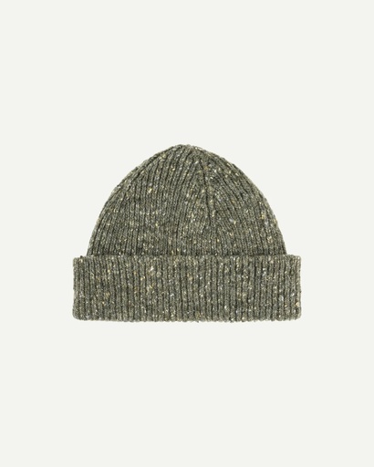 Uskees Húfa #4003 speckled donegal wool hat - army green