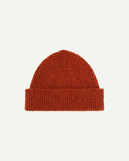 Uskees Húfa #4003 speckled donegal wool hat - burnt orange